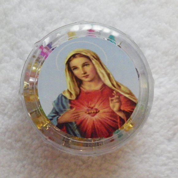 HOST PICK Immaculate Heart of Mary Multicolor Rosary Beads Crucifix with Case - Picture 2 of 13
